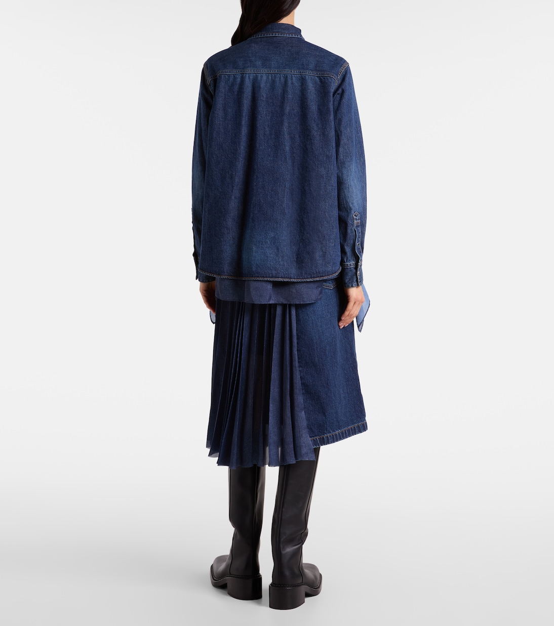 Hemd aus Denim und Satin | Sacai