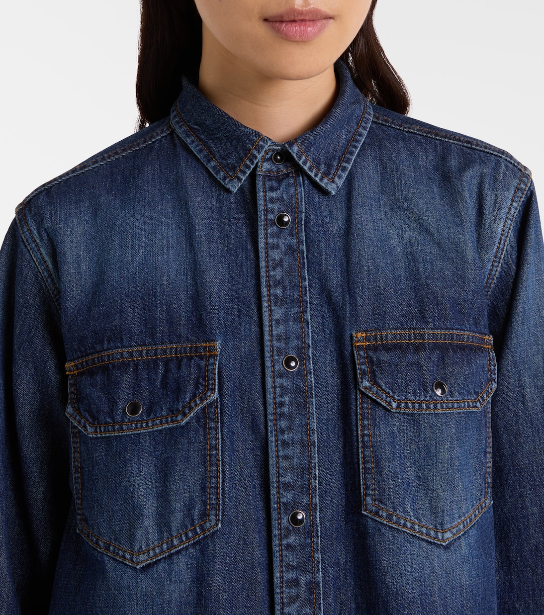 Hemd aus Denim und Satin | Sacai