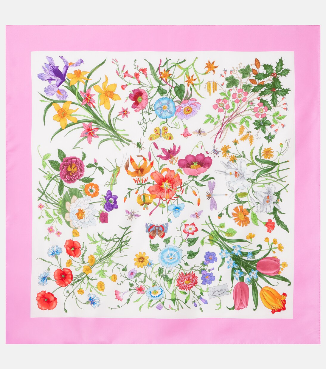 Floral silk twill scarf | Gucci