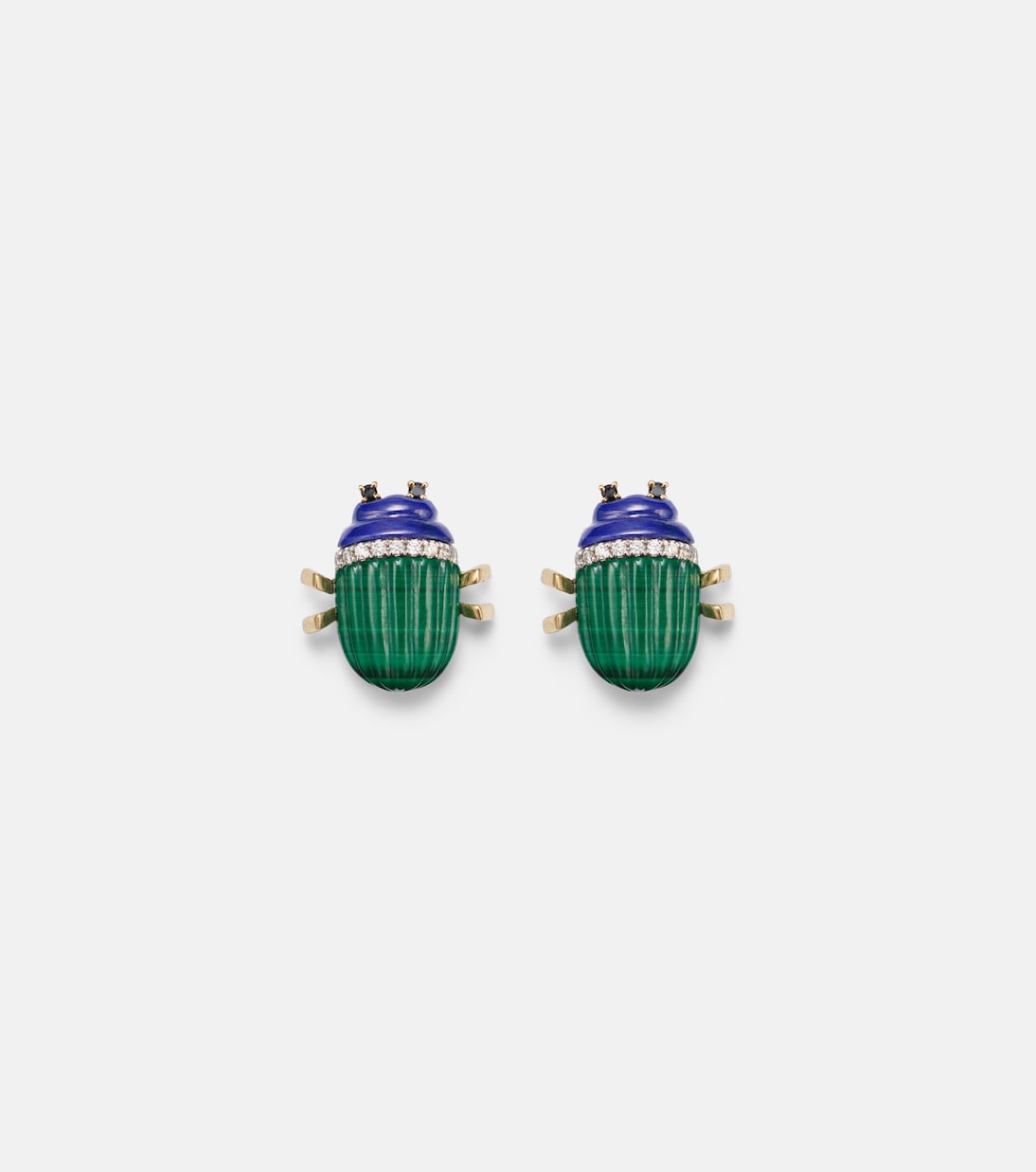 Boucles d’oreilles Scarabée en or 9 ct, malachite, lapis-lazuli et diamants | Yvonne Léon