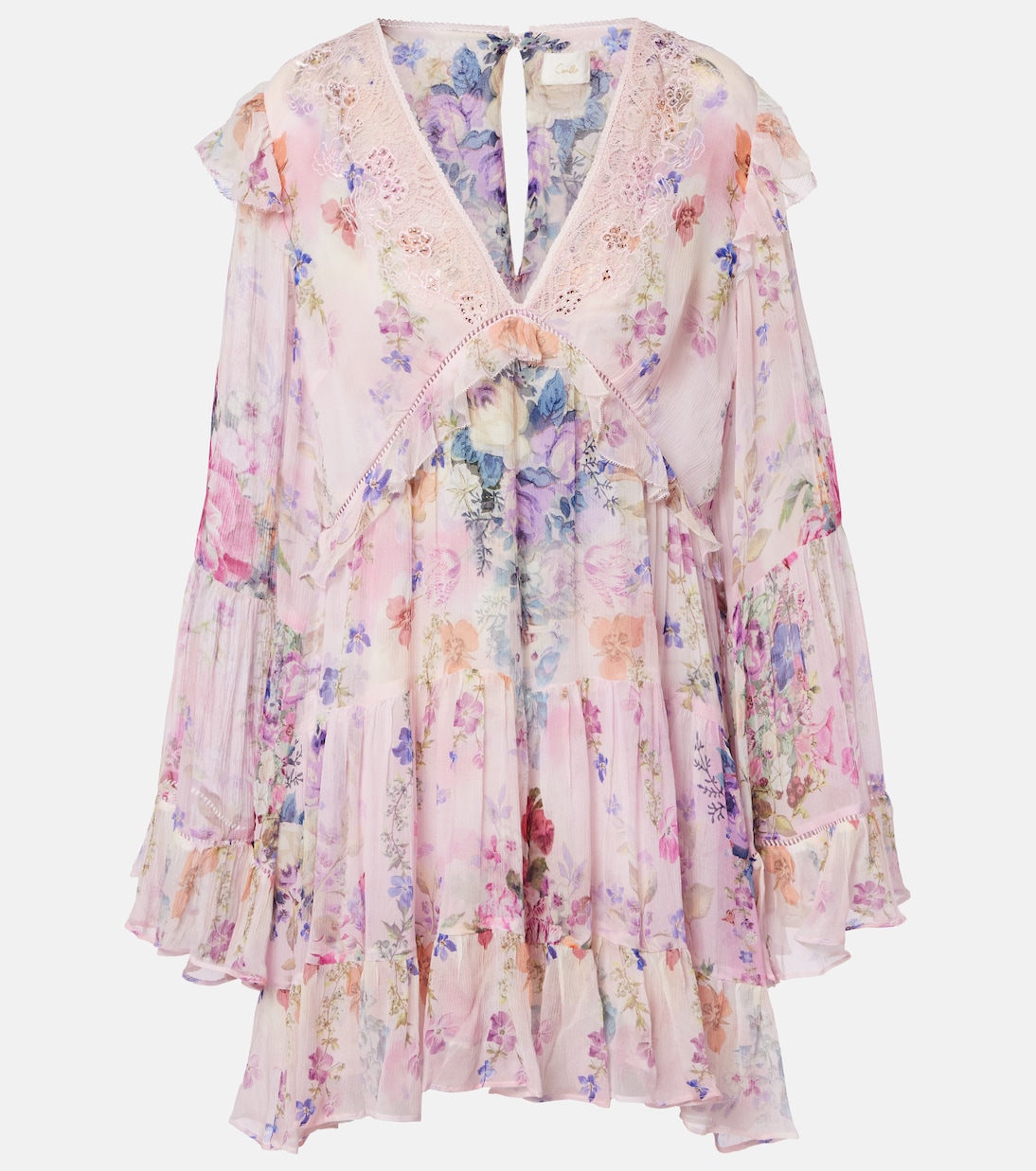 Embellished floral silk chiffon minidress | Camilla