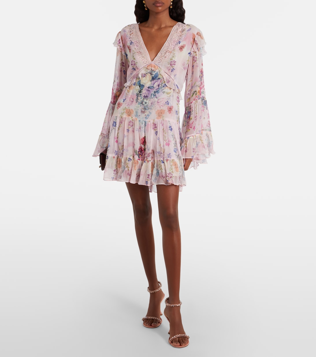Embellished floral silk chiffon minidress | Camilla