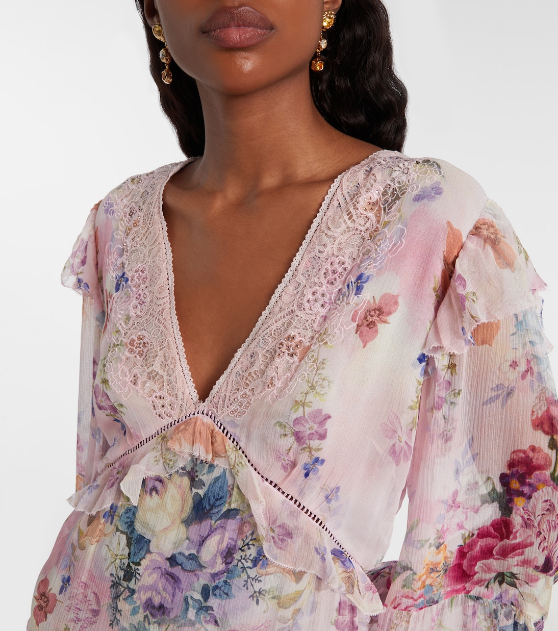 Embellished floral silk chiffon minidress | Camilla