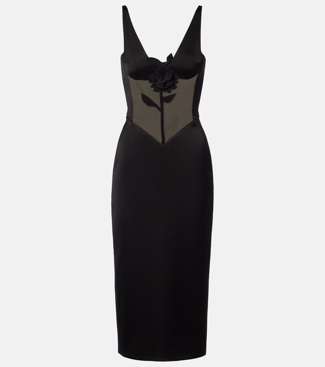 Floral-appliqué satin and taffeta gown | David Koma