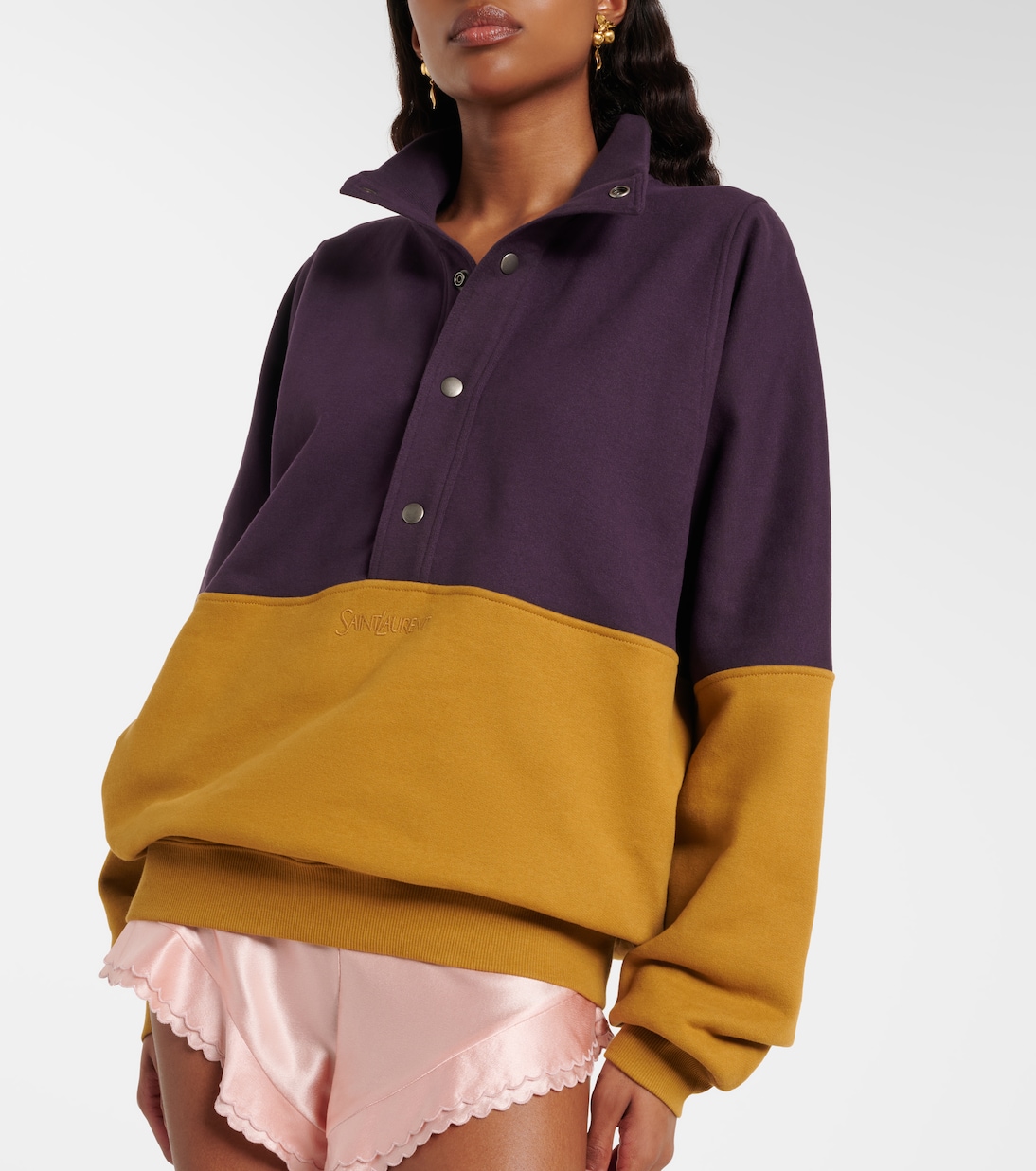 Colorblocked cotton fleece sweatshirt | Saint Laurent