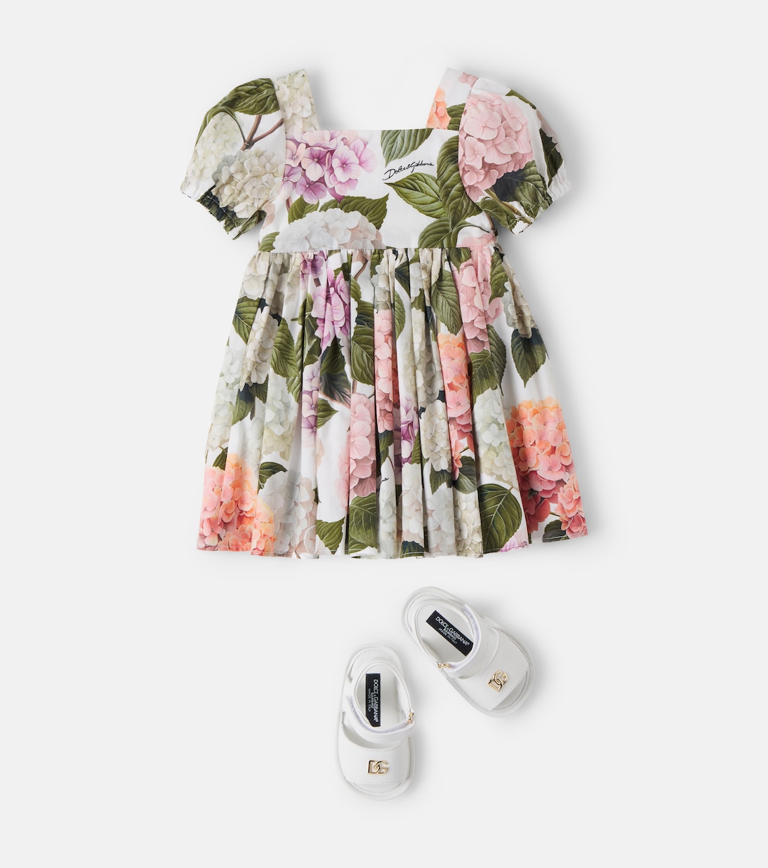 Bébé – Ensemble robe et culotte bloomer en popeline de coton | Dolce&Gabbana Kids