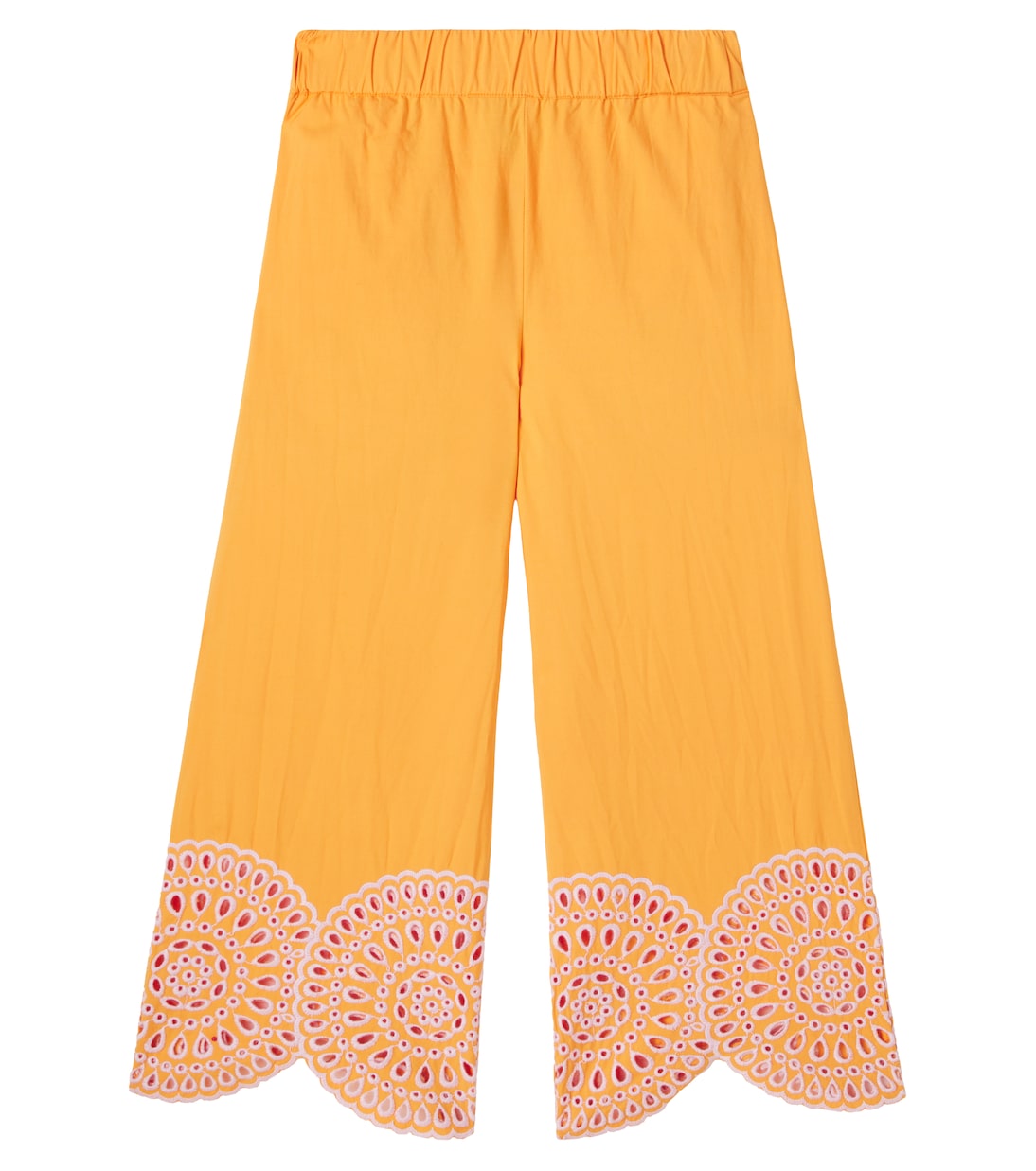Embroidered cotton poplin wide-leg pants | Stella McCartney Kids