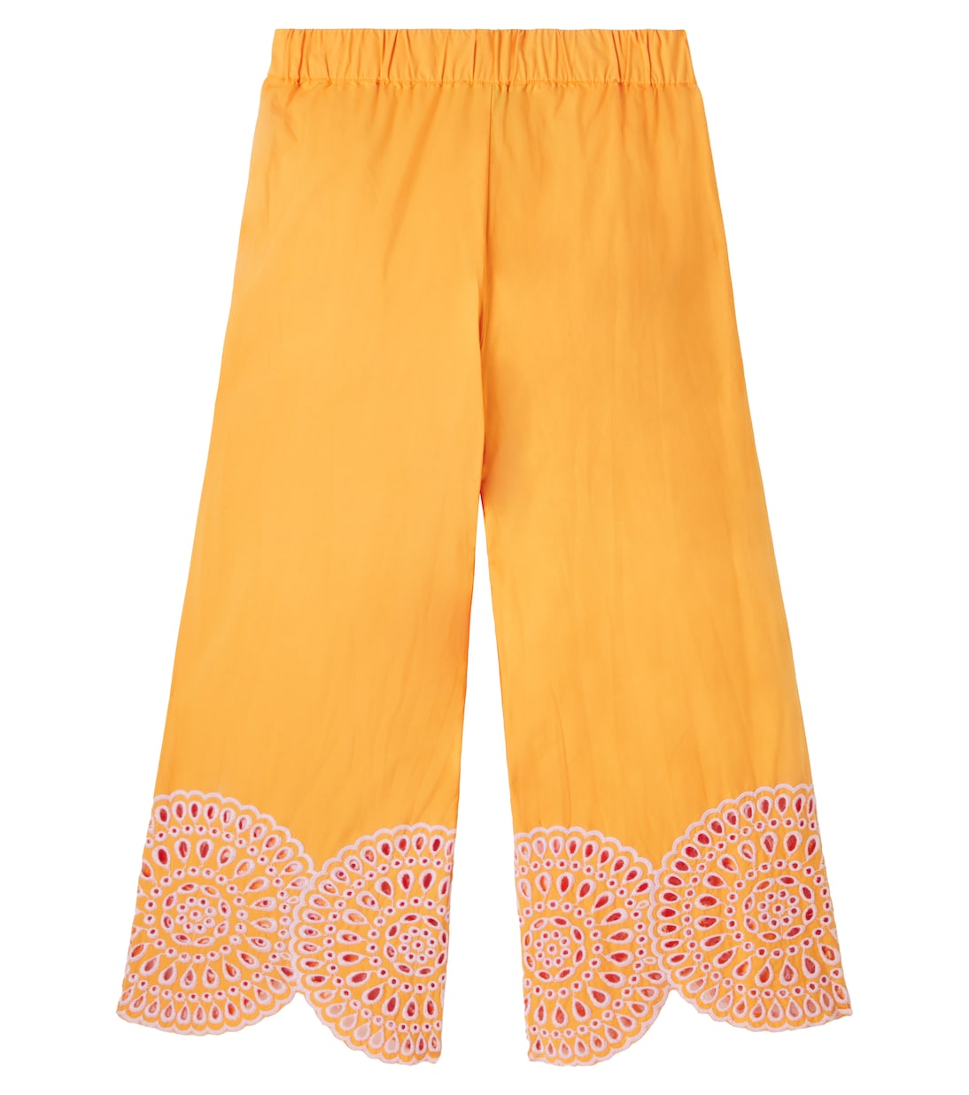 Embroidered cotton poplin wide-leg pants | Stella McCartney Kids