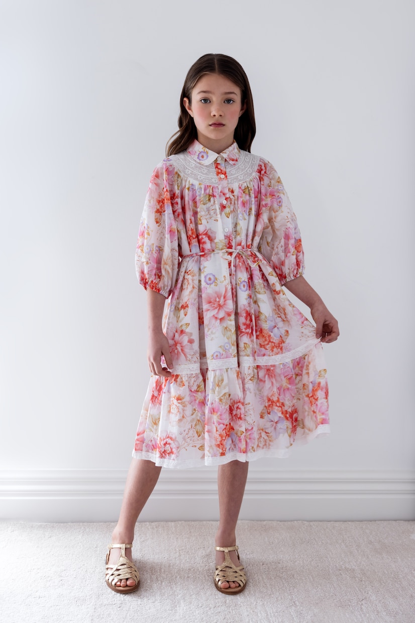 Lace-trimmed cotton voile shirt dress | Petite Amalie  
