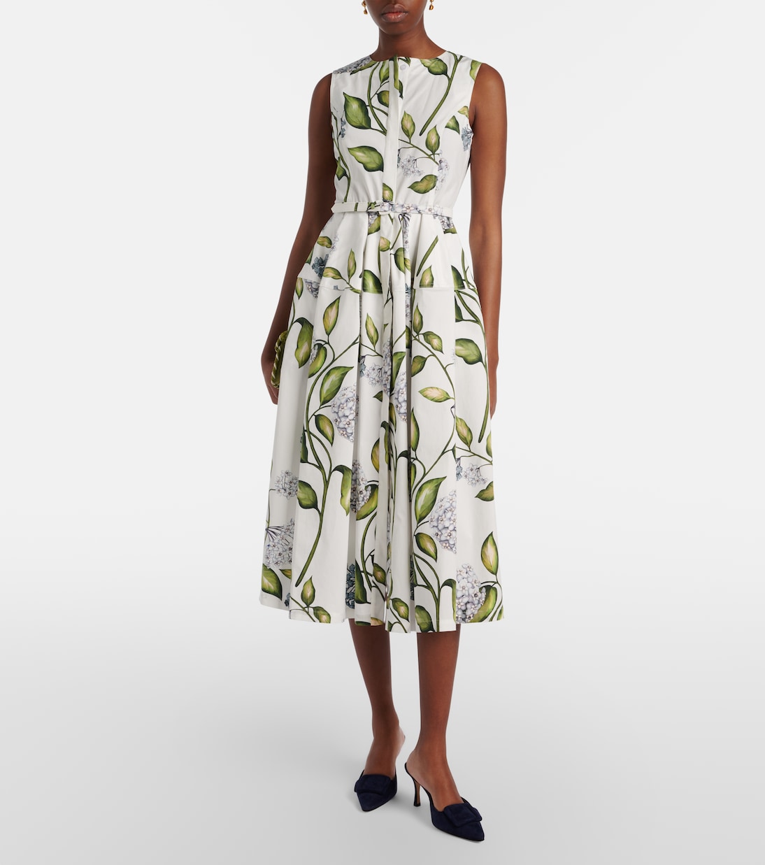 Midikleid Porcelain Flower aus Popeline | Oscar de la Renta