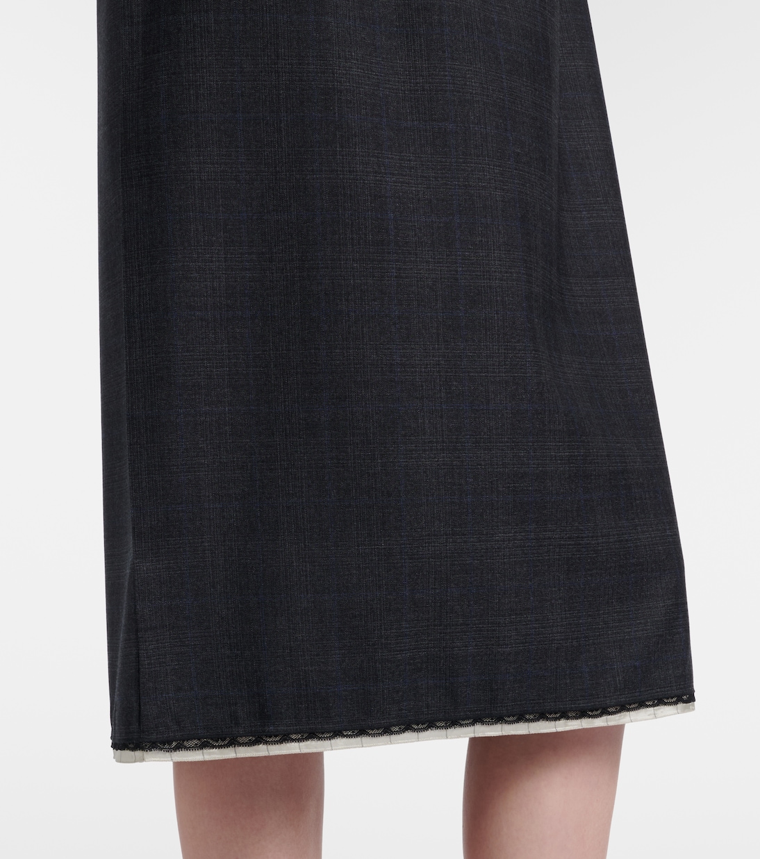 Robe midi en laine vierge à carreaux | Prada