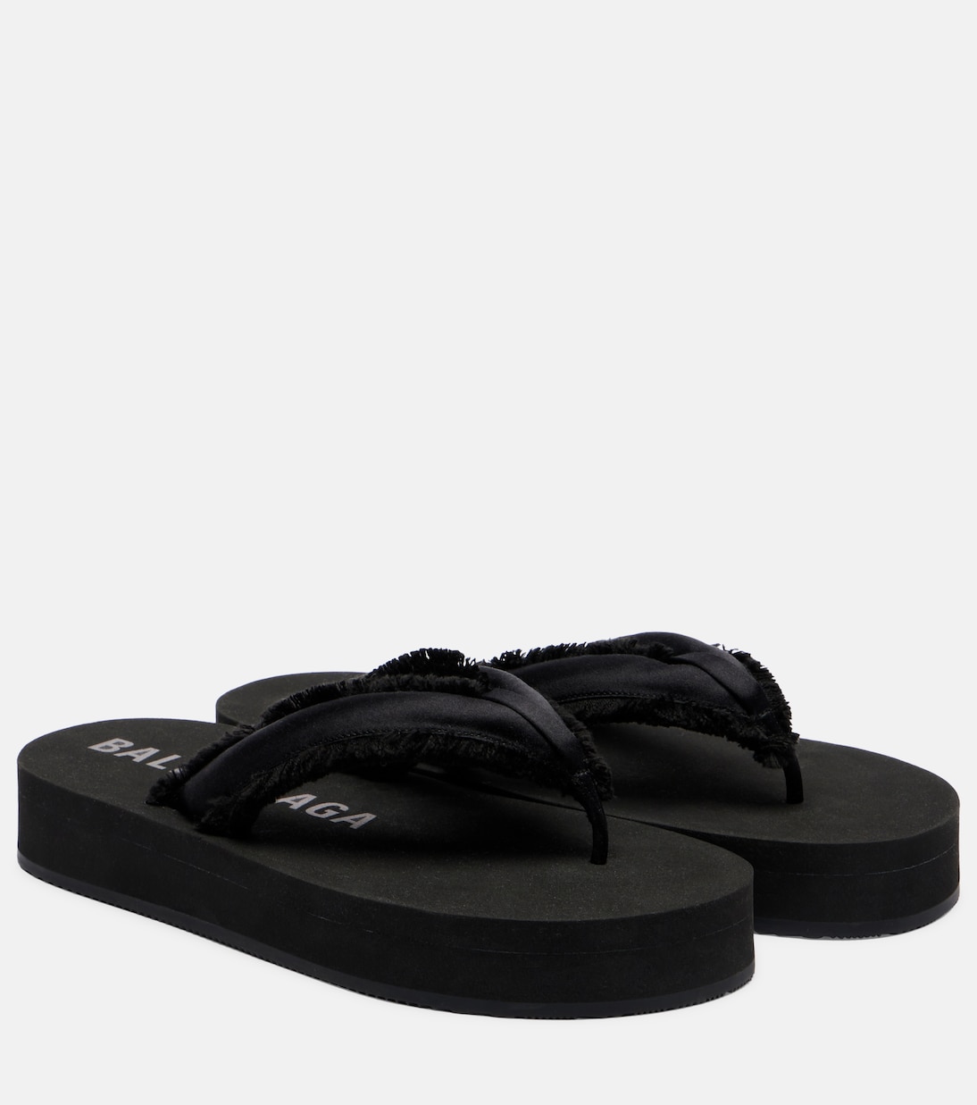 Cushy fringed satin platform thong sandals | Balenciaga