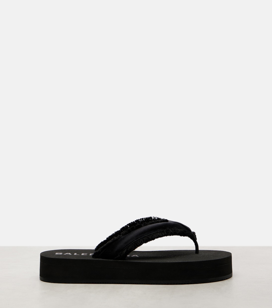 Cushy fringed satin platform thong sandals | Balenciaga
