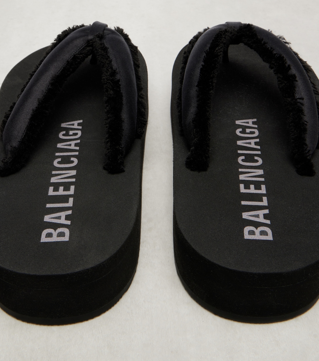 Cushy fringed satin platform thong sandals | Balenciaga