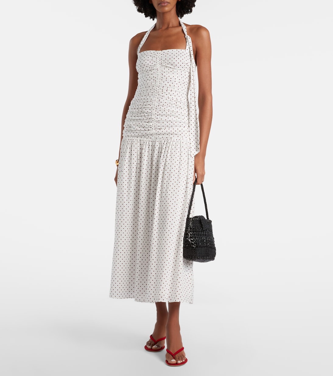 Edie polka-dot halterneck maxi dress | Posse