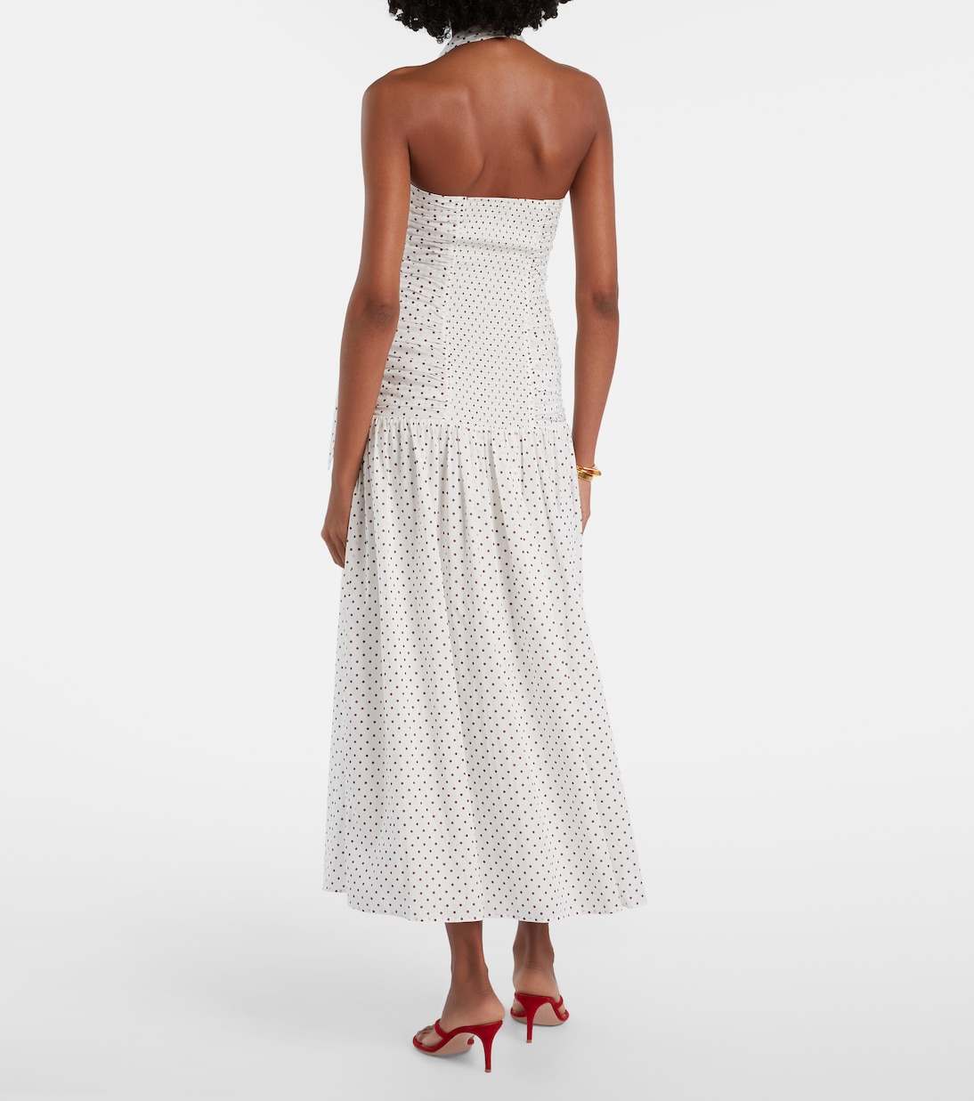 Edie polka-dot halterneck maxi dress | Posse