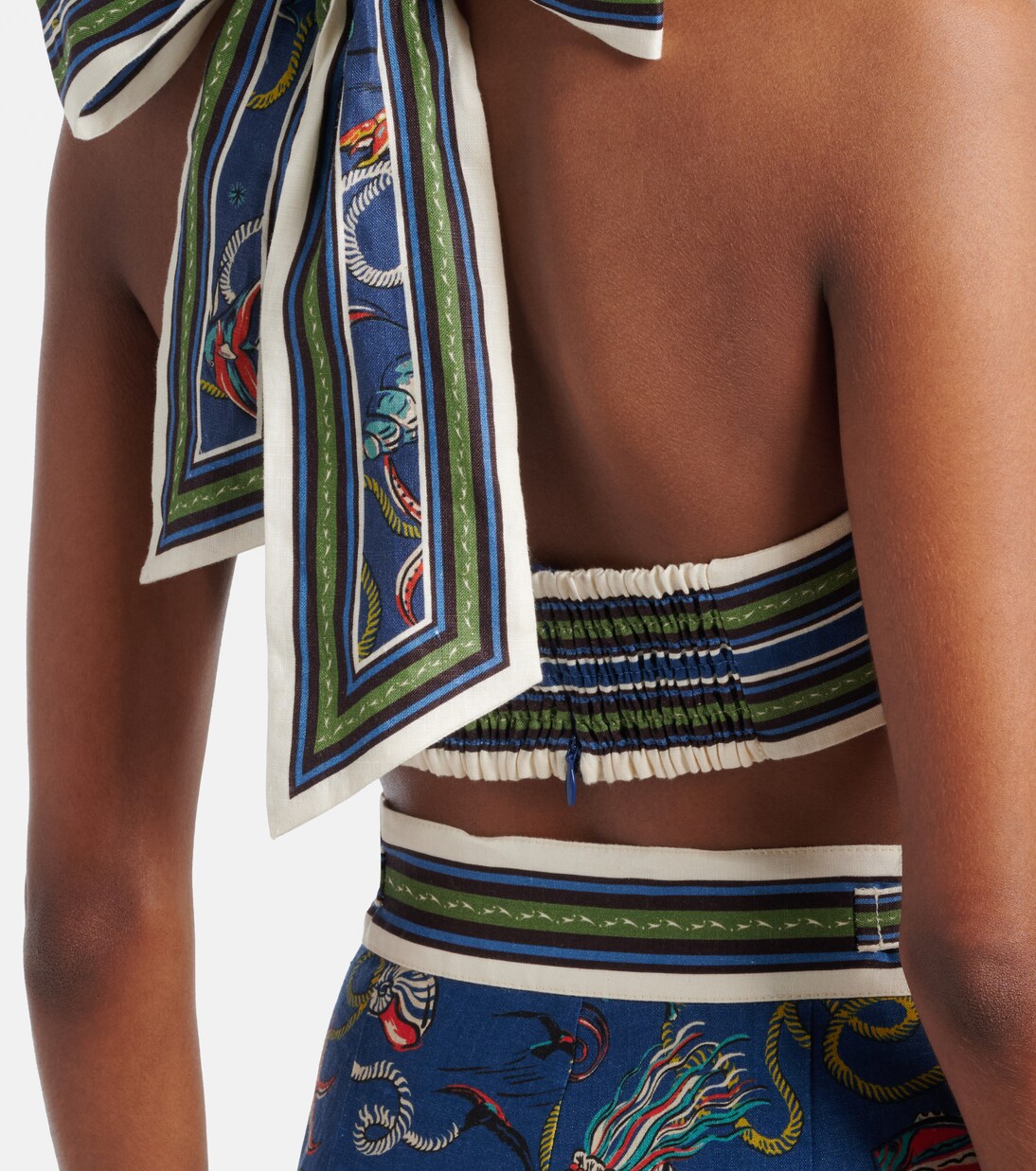 Cove printed halterneck linen bra top | Alémais