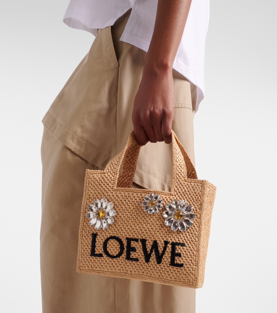 Paula's Ibiza embellished raffia tote bag | Loewe