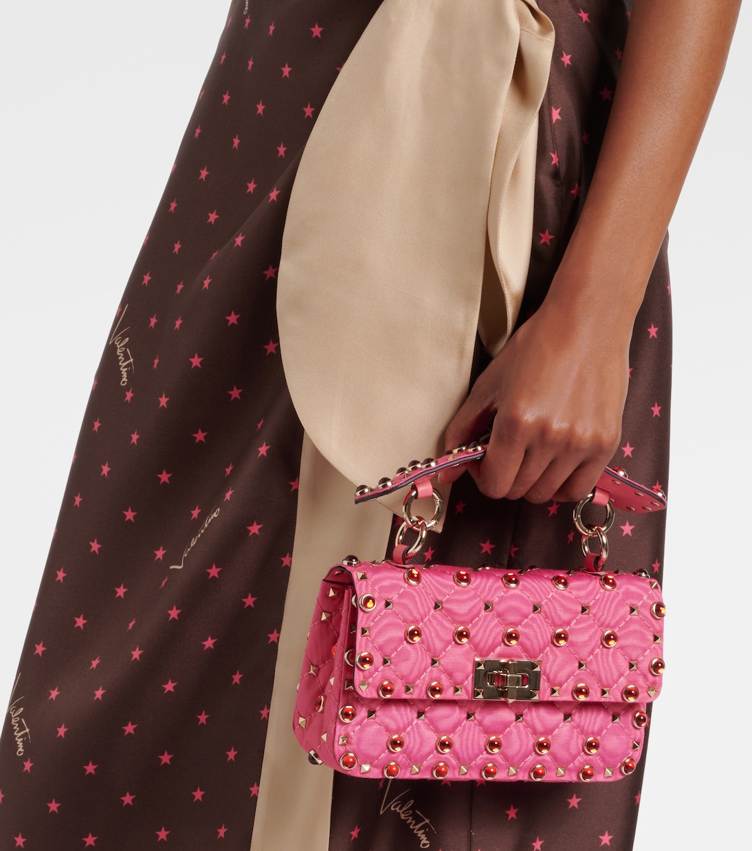 Rockstud Spike Small moiré shoulder bag | Valentino Garavani