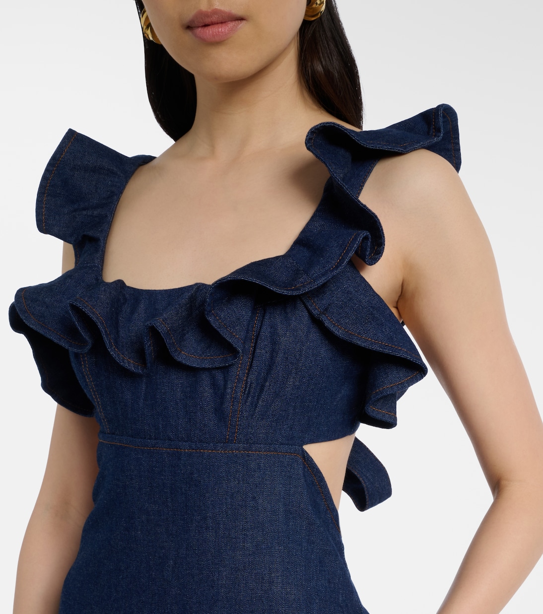 Aster ruffled denim midi dress | Zimmermann