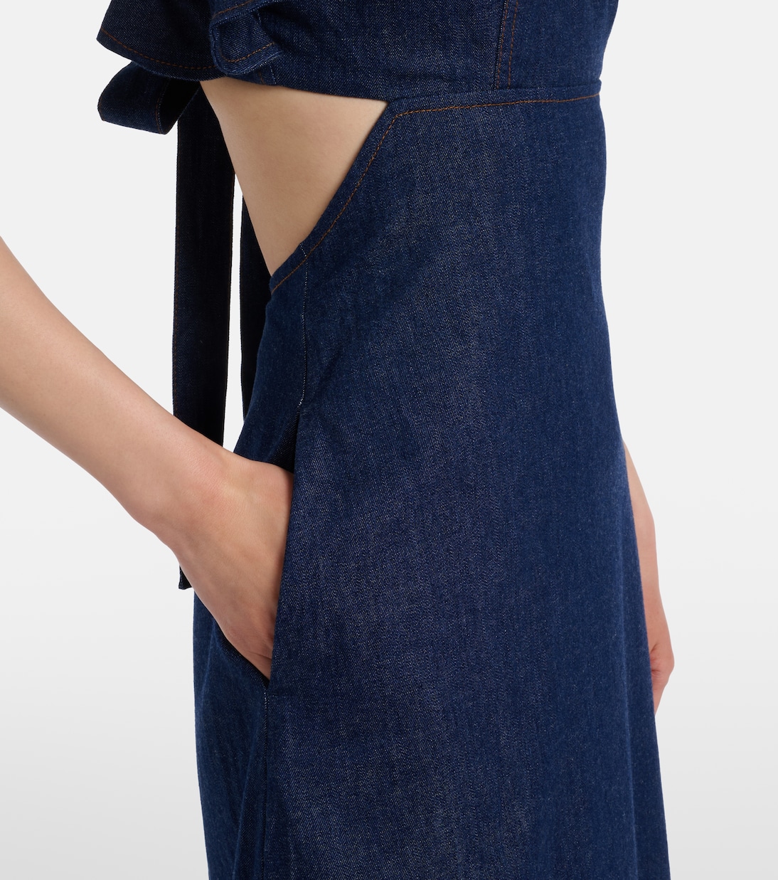 Aster ruffled denim midi dress | Zimmermann