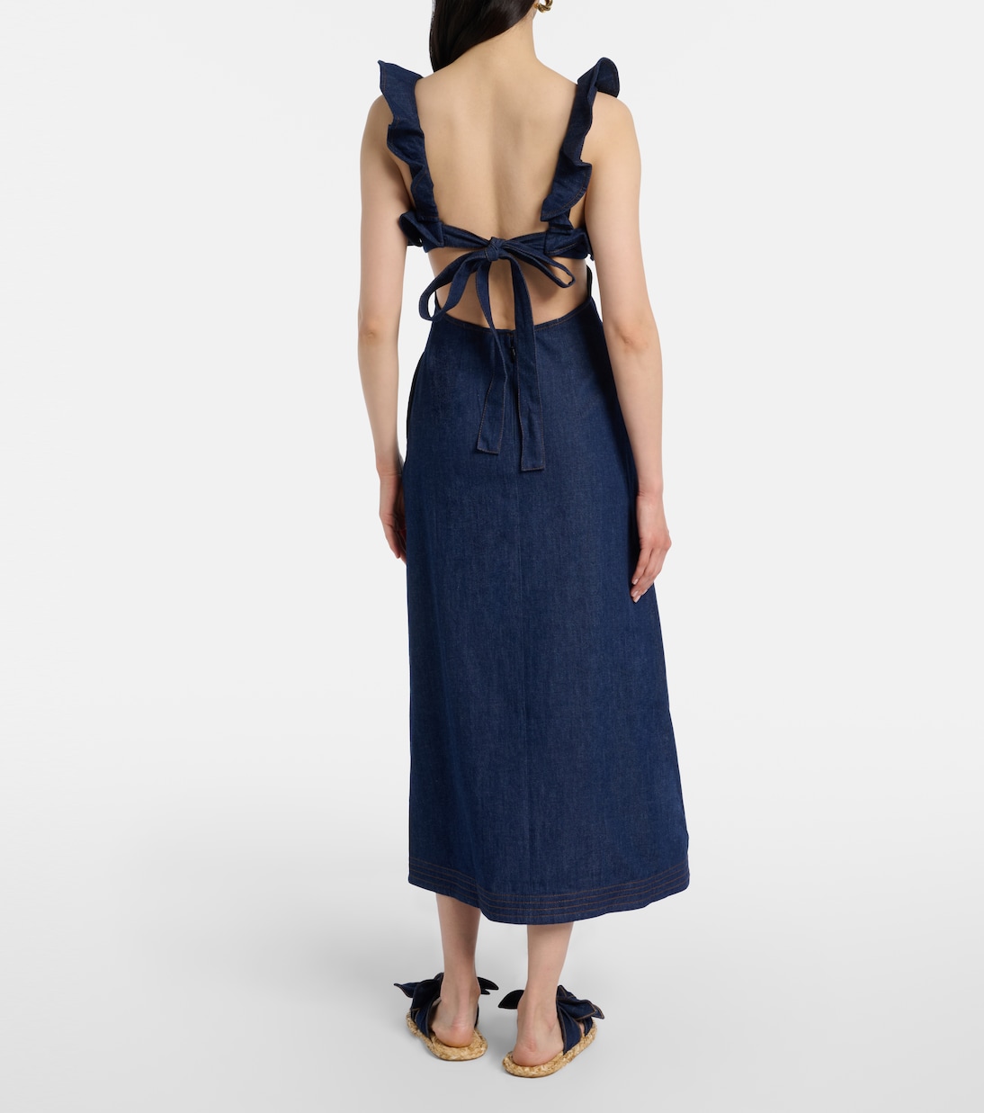 Aster ruffled denim midi dress | Zimmermann