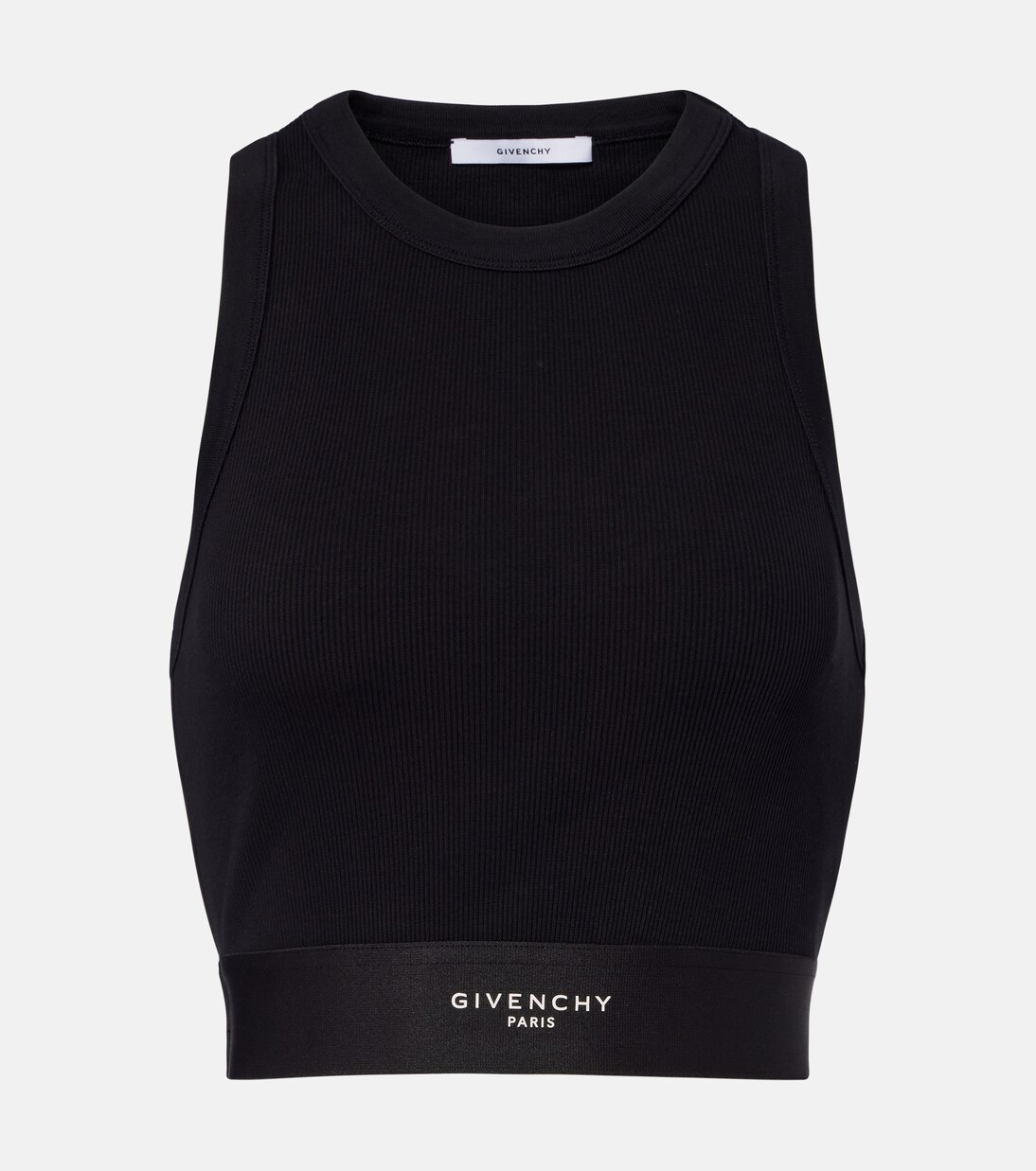 Logo ribbed-knit cropped cotton tank top | Givenchy