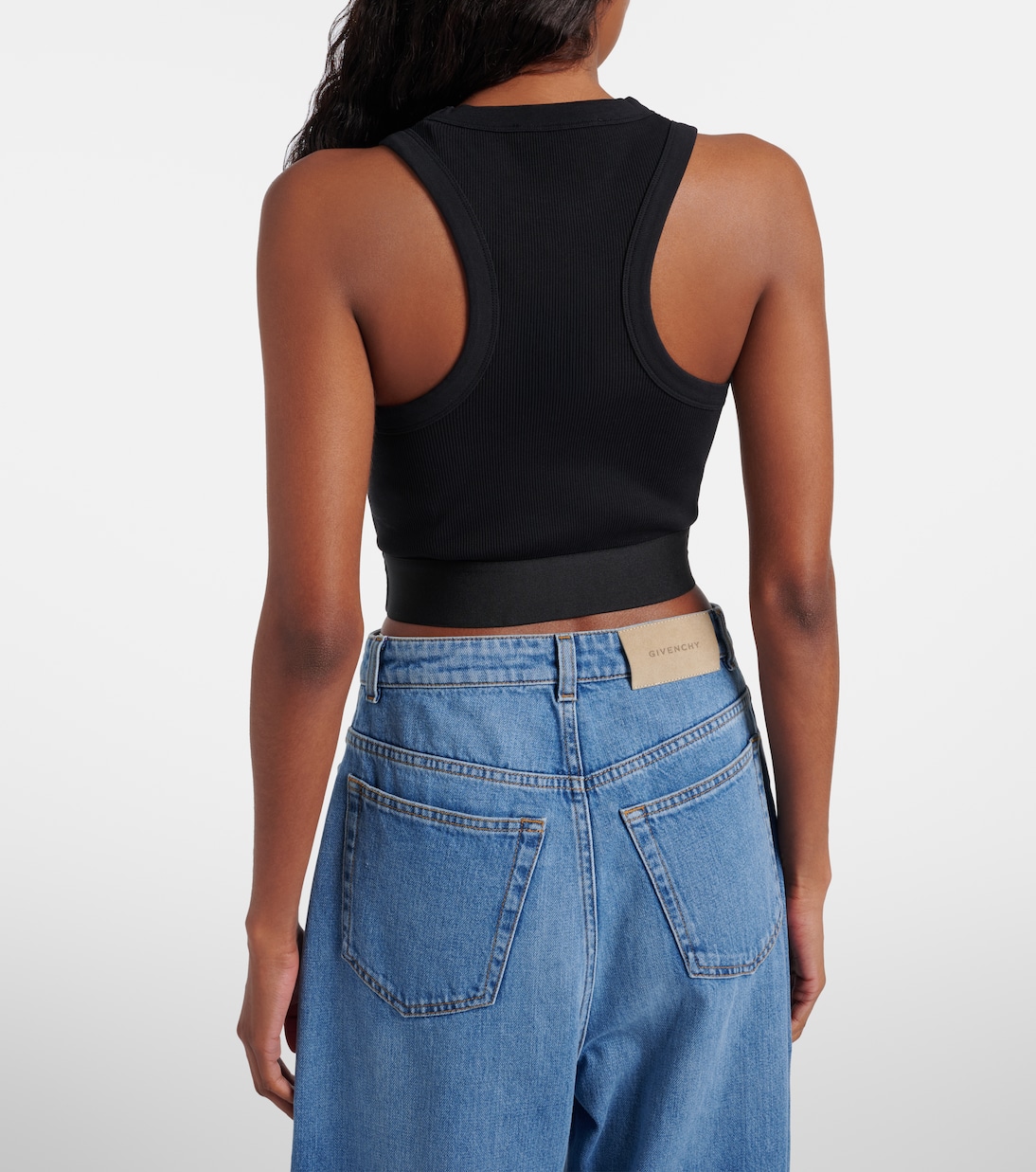 Logo ribbed-knit cropped cotton tank top | Givenchy