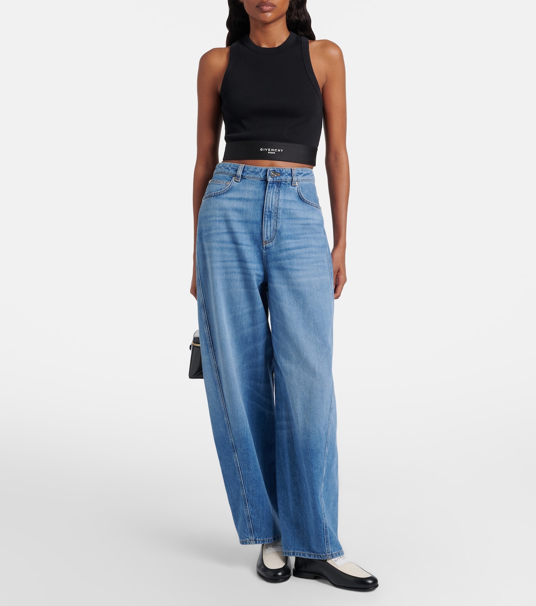 Logo ribbed-knit cropped cotton tank top | Givenchy