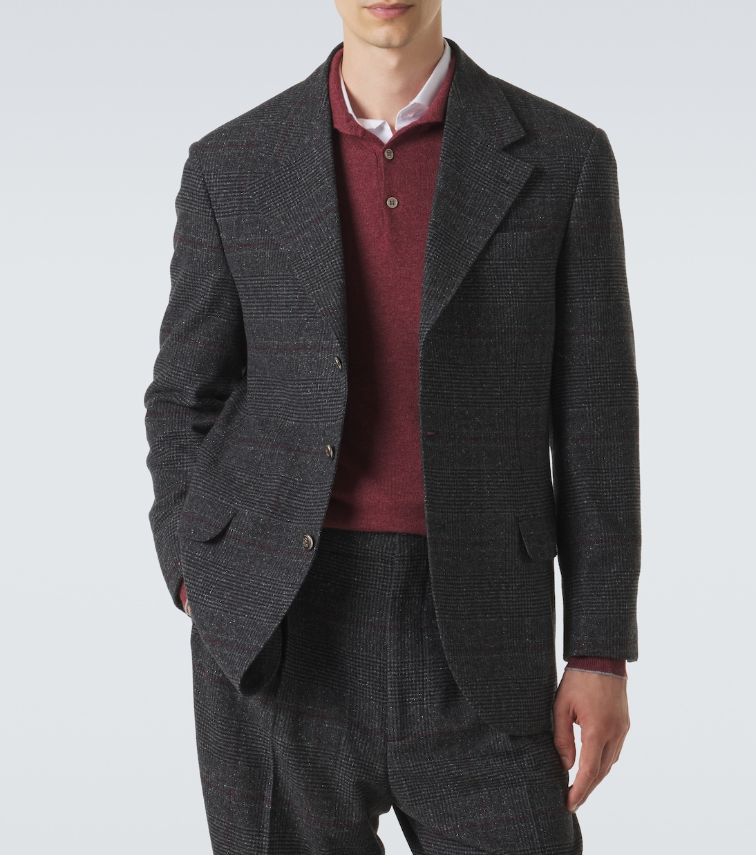 Checked silk, wool, and cashmere suit | Brunello Cucinelli