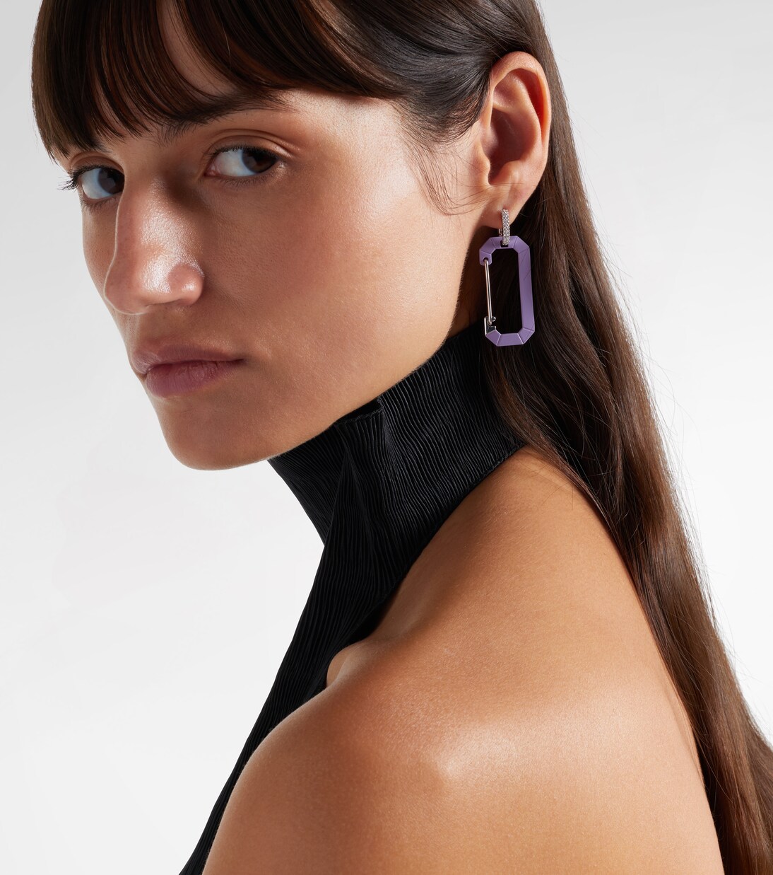 Chiara Big 18kt gold single earring with diamonds | Eéra