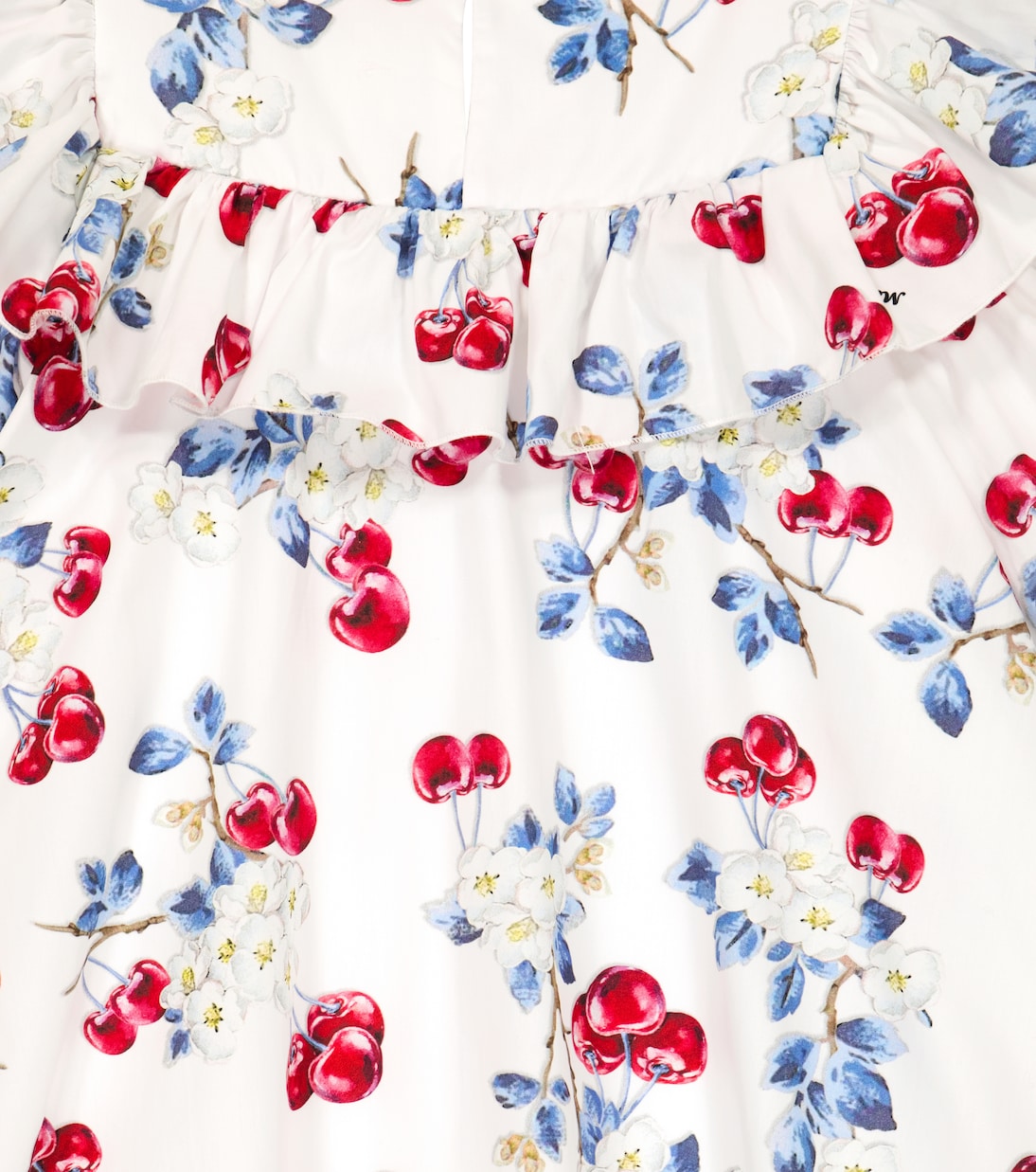 Cherry cotton poplin printed dress | Monnalisa