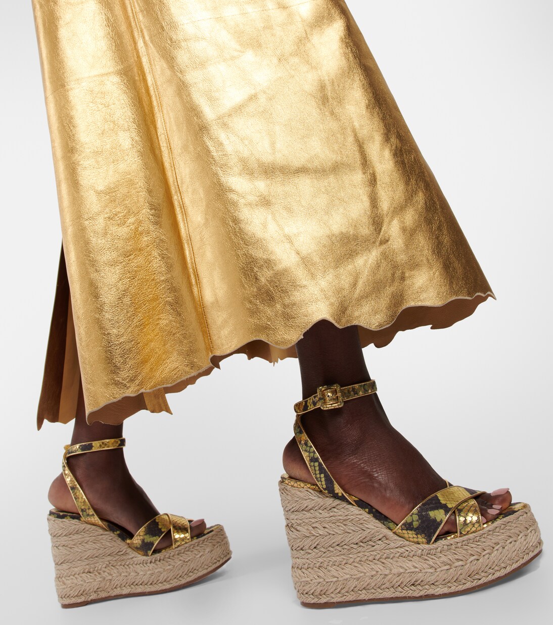 Mariza snake-print leather espadrille wedges | Christian Louboutin