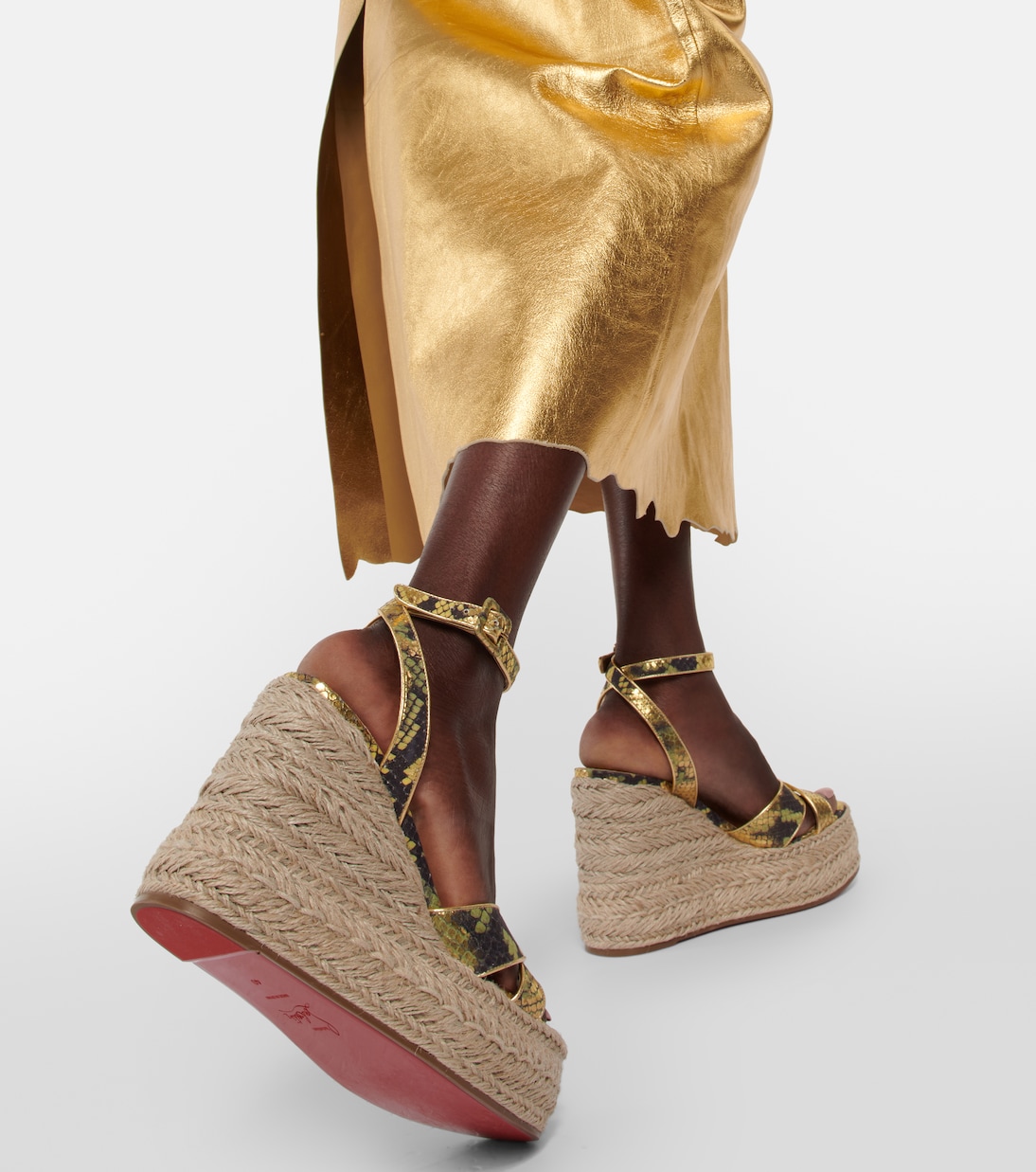 Mariza snake-print leather espadrille wedges | Christian Louboutin
