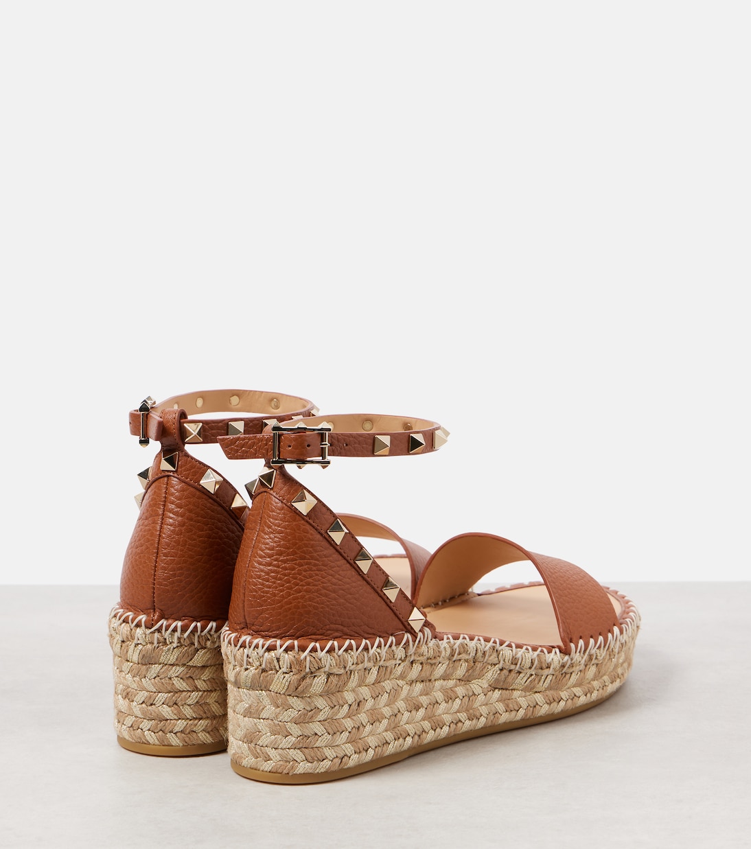 Rockstud 55 leather espadrille wedges | Valentino Garavani