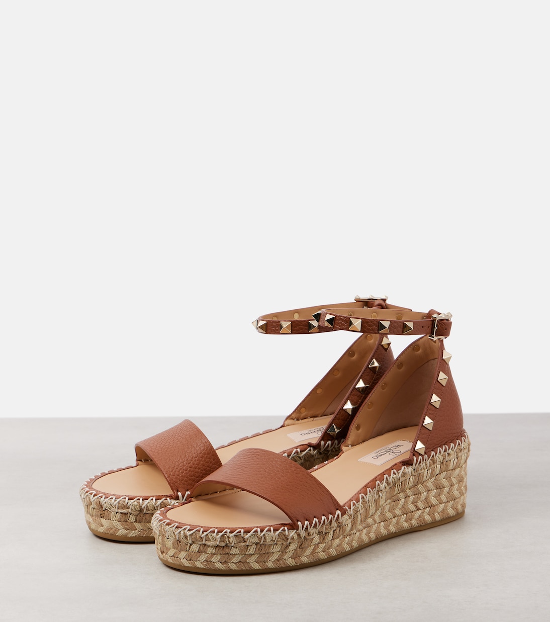 Rockstud 55 leather espadrille wedges | Valentino Garavani