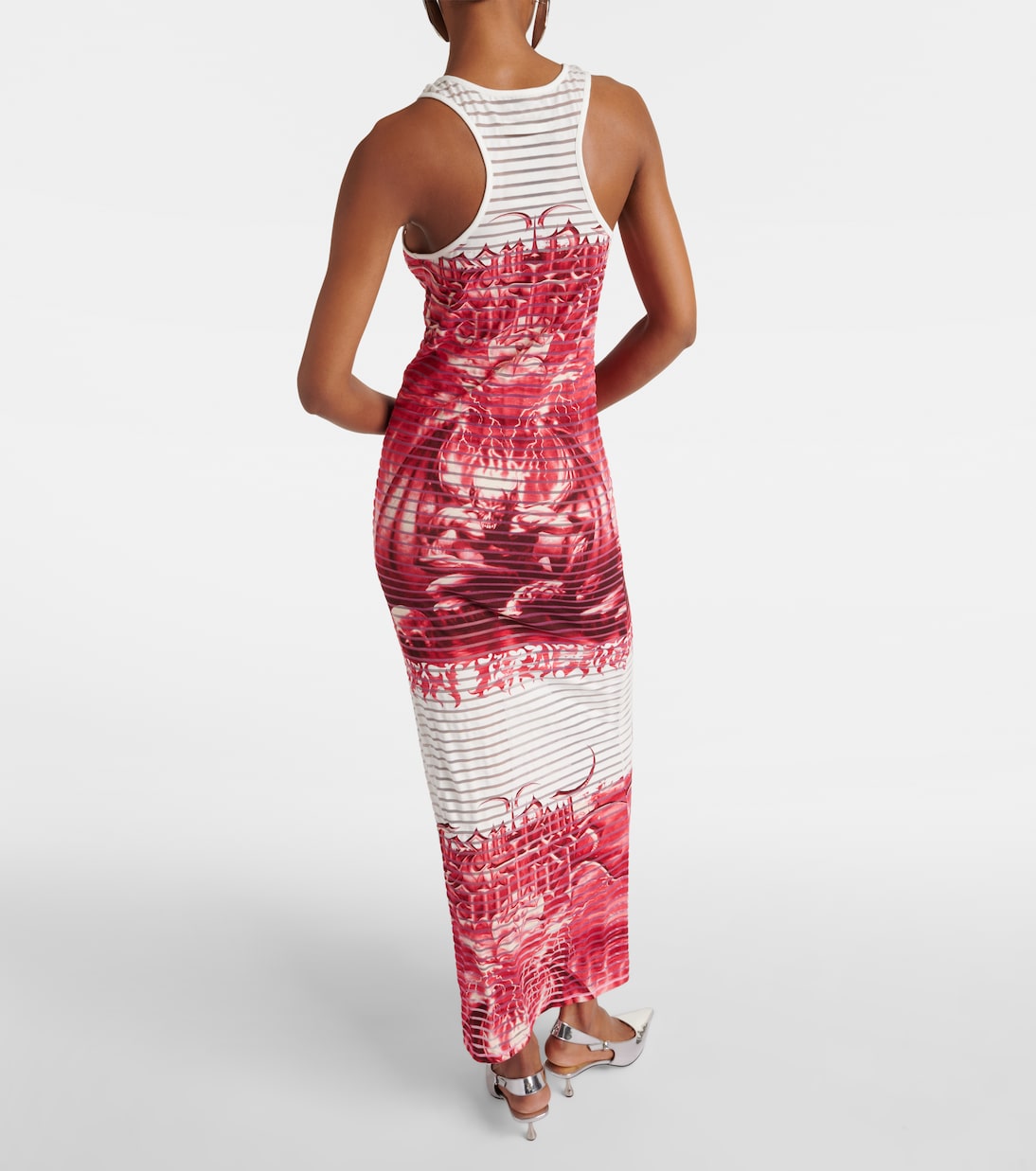 Robe longue rayée et imprimée en coton mélangé | Jean Paul Gaultier