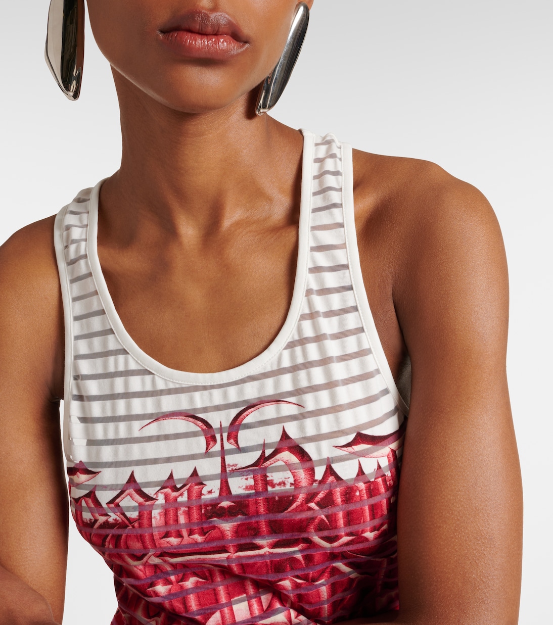 Robe longue rayée et imprimée en coton mélangé | Jean Paul Gaultier