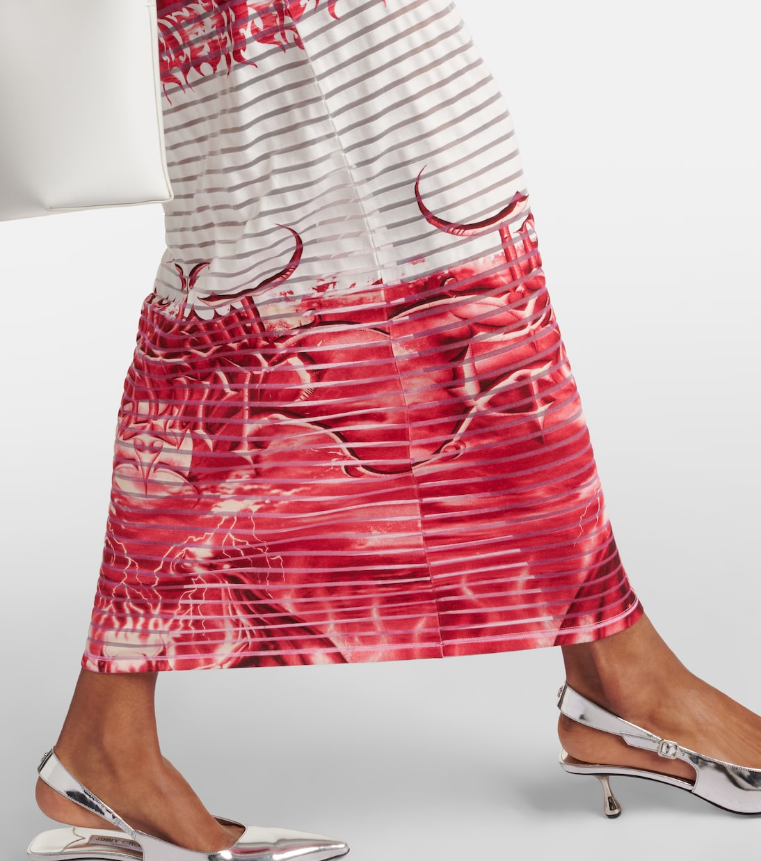 Robe longue rayée et imprimée en coton mélangé | Jean Paul Gaultier