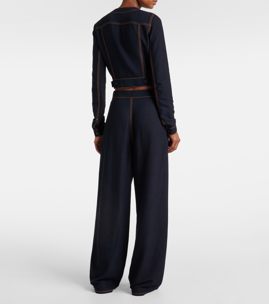 Pantalones anchos de georgette de tiro alto | Alaïa