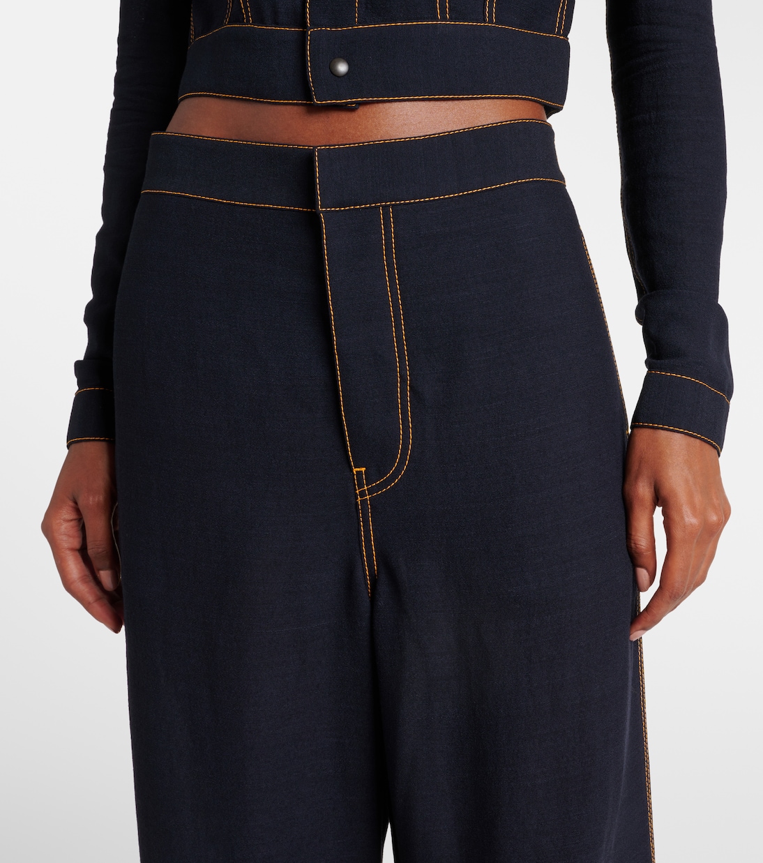 Pantalones anchos de georgette de tiro alto | Alaïa