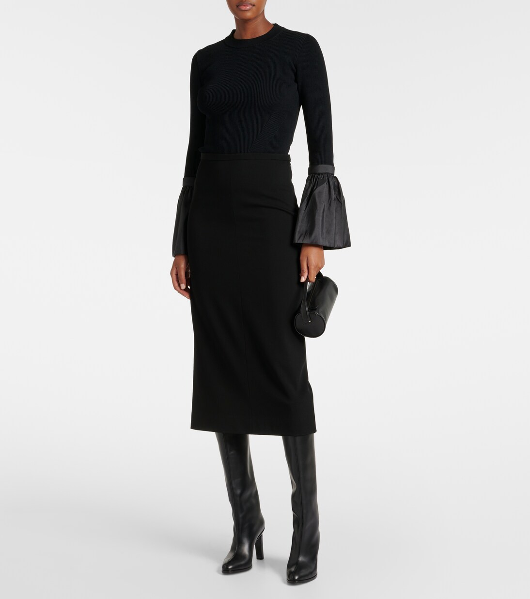 Agata taffeta-trimmed ribbed-knit top | Simkhai