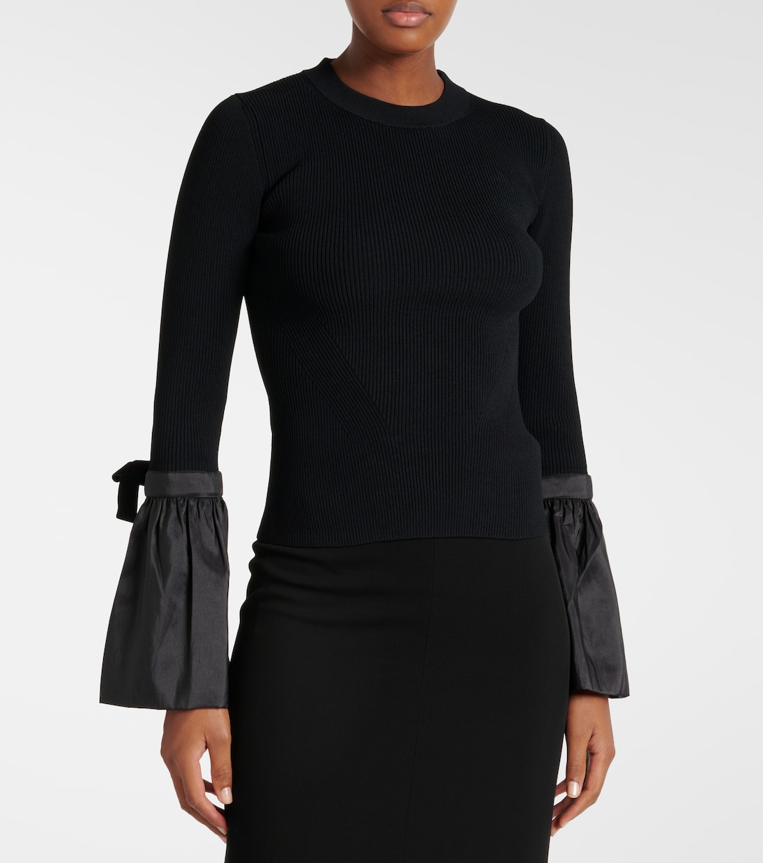 Agata taffeta-trimmed ribbed-knit top | Simkhai