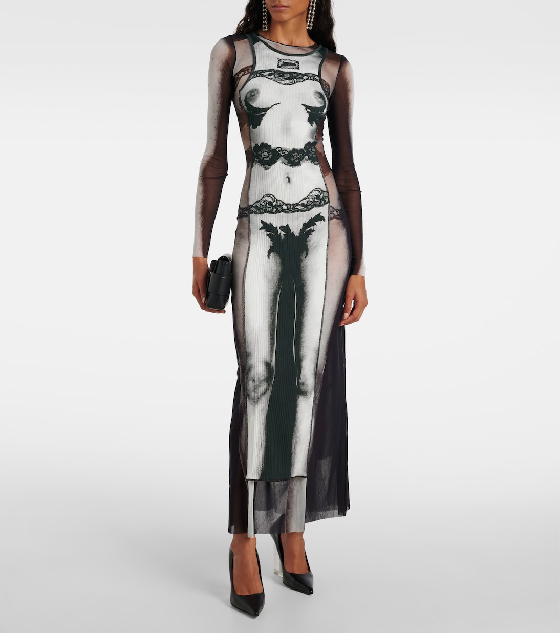 Maxikleid Marinière aus Mesh | Jean Paul Gaultier