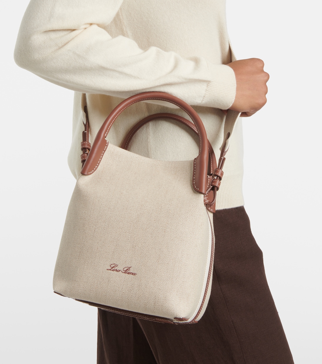 Tote Bag Bale Small aus Canvas mit Leder | Loro Piana