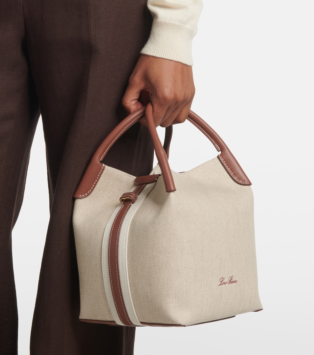 Tote Bag Bale Small aus Canvas mit Leder | Loro Piana