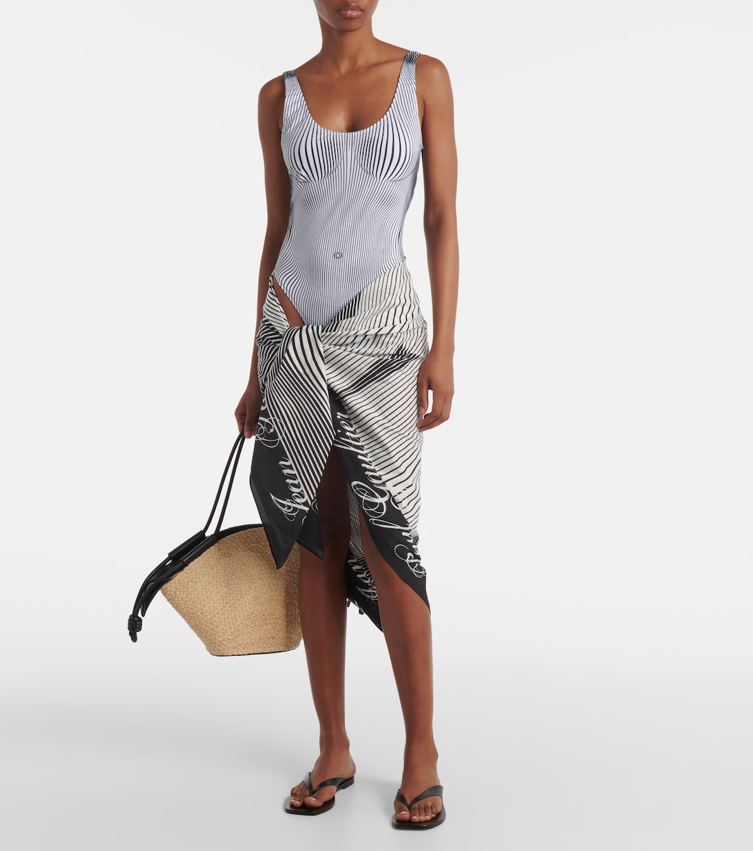 Badeanzug Pinstripe Body Morphing | Jean Paul Gaultier