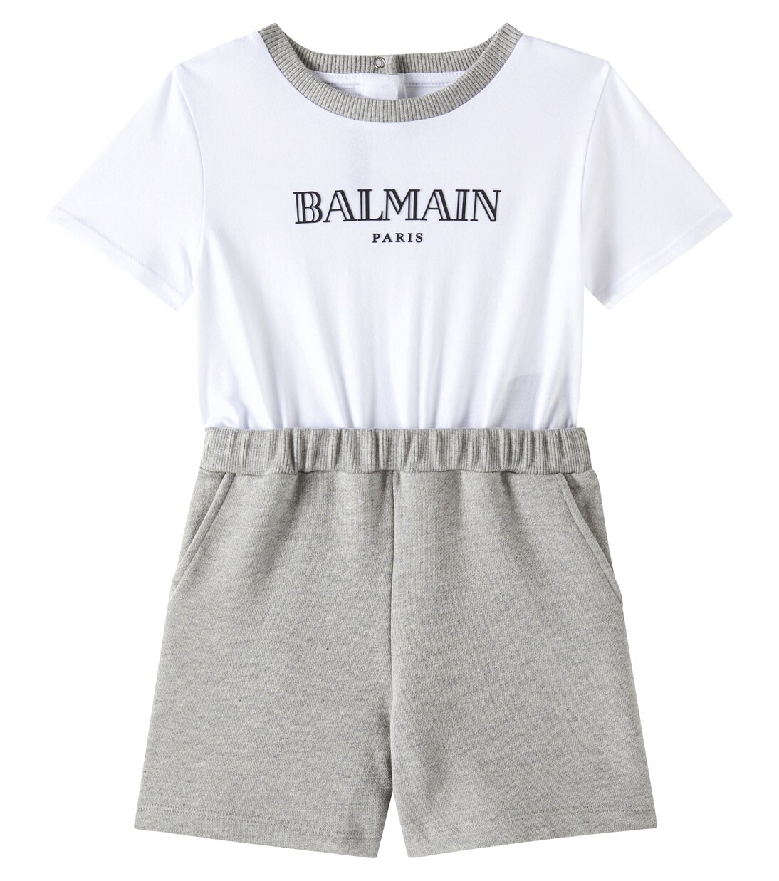 Baby cotton jumpsuit | Balmain Kids