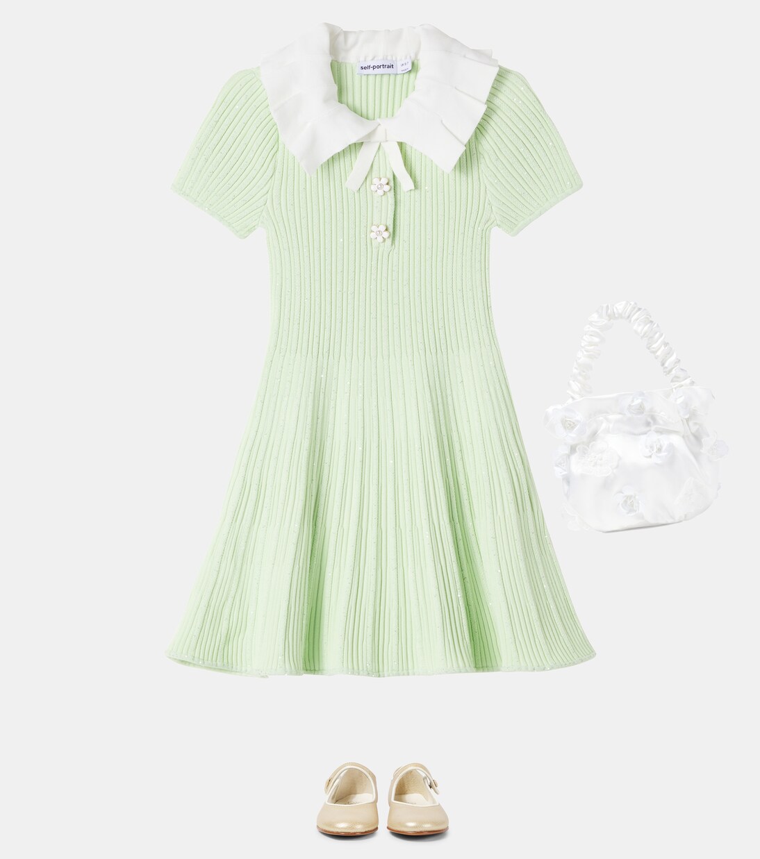 Pleated ruffled dress | Self-Portrait Kids