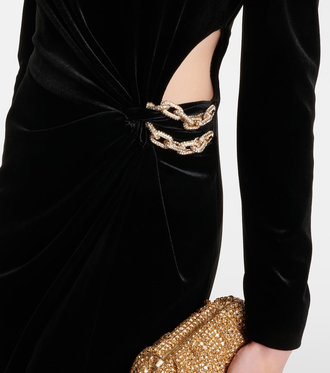 Maxikleid aus Samt mit Kristallen | Self-Portrait